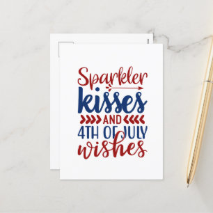 Postal Festiva Sparkler kisses July Fourth wishes word art