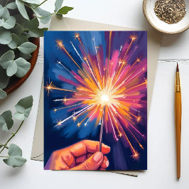 Postal Festiva Sparkler New Year Celebration Watercolor