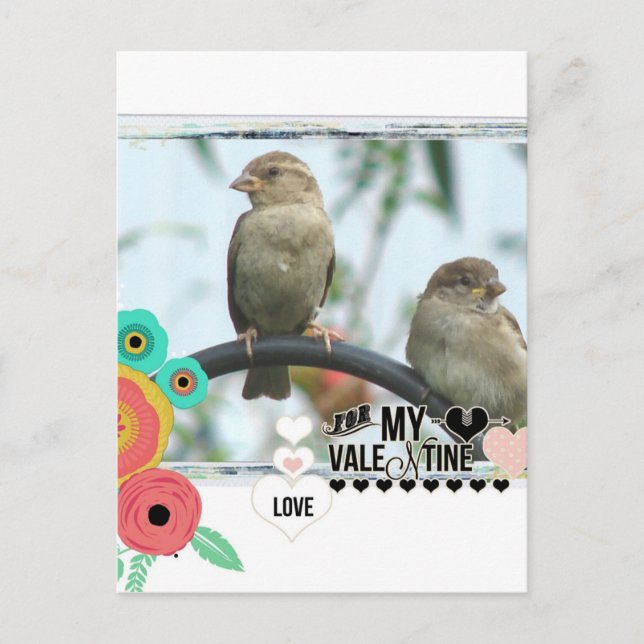Postal Festiva Sparrow Valentine (Anverso)
