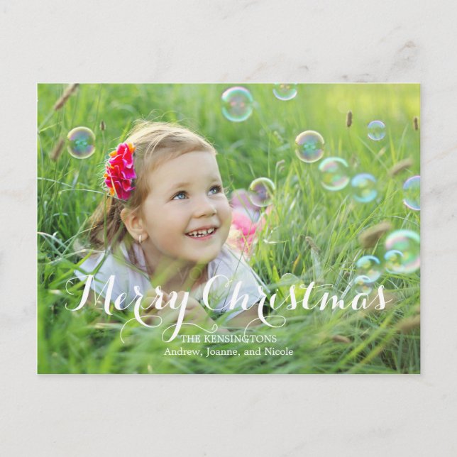 Postal Festiva Splendid Script Christmas Photo Card (Anverso)