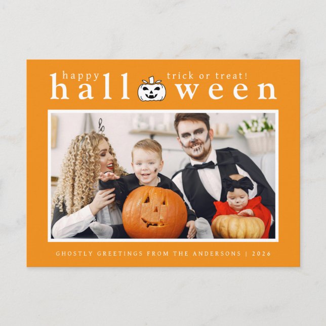 Postal Festiva Spooky Jack-o'-lantern Happy Halloween 1 Photo (Anverso)