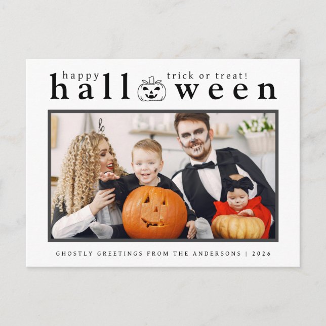 Postal Festiva Spooky Jack-o'-lantern Happy Halloween 1 Photo (Anverso)