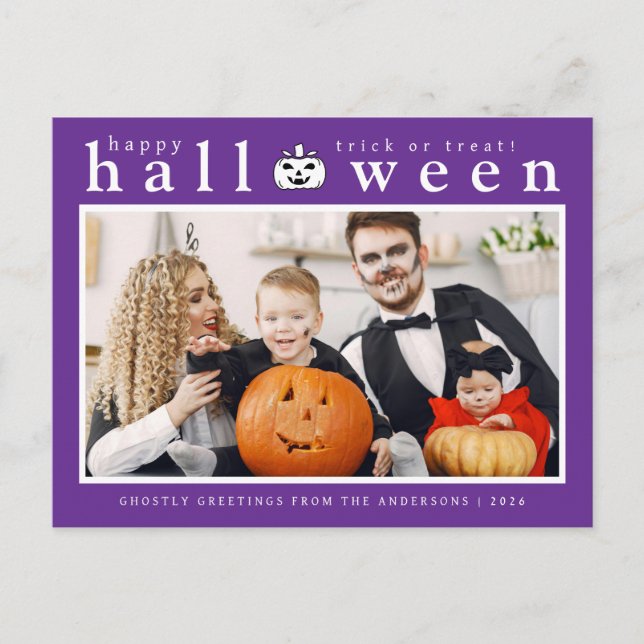 Postal Festiva Spooky Jack-o'-lantern Happy Halloween 1 Photo (Anverso)