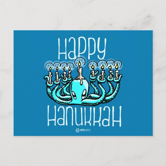 Postal Festiva Squiggles: Pulpo feliz de Hannukah (Anverso)