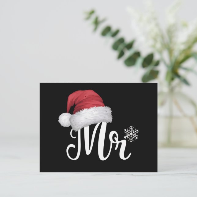 Postal Festiva Sr Claus Parejas Navidades Pajamas Santa (Anverso de pie)