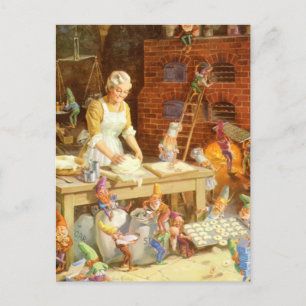 Postal Festiva Sr. Claus y los Elves de Santa se cocinan