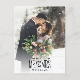 Postal Festiva Sr. y la Sra. Newlywoed Navidades de fotografía a 