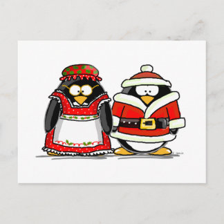 Postal Festiva Sr. y Sra. Santa Claus Penguin