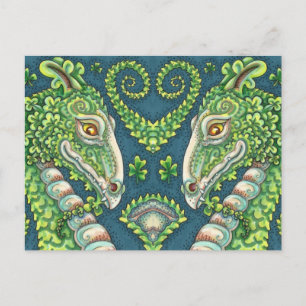 POSTAL FESTIVA ST. DRAGÓN VERDE DE SHAMROCK DE PATRICK, FANTASÍA