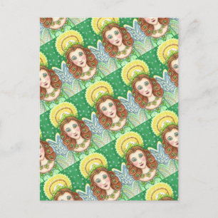 POSTAL FESTIVA ST. EL DÍA DE PATRICK SHAMROCK ANGEL, BENDICIONES 