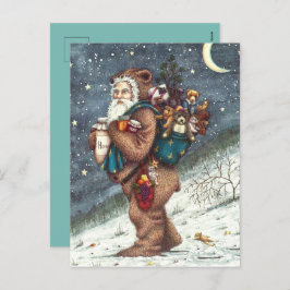 POSTAL FESTIVA ST. NICK EN TEDDY BEAR SUIT, NAVIDADES TEDDIES