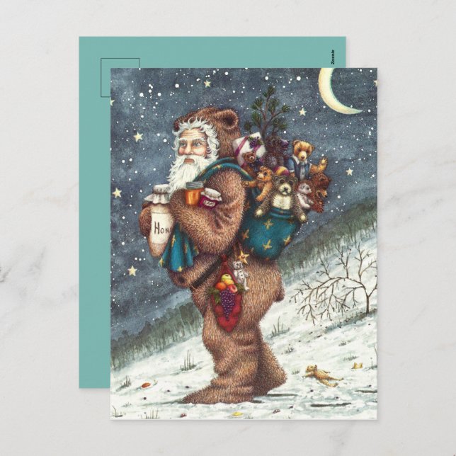 POSTAL FESTIVA ST. NICK EN TEDDY BEAR SUIT, NAVIDADES TEDDIES (Anverso / Reverso)