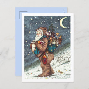POSTAL FESTIVA ST. NICK EN TEDDY BEAR SUIT, NAVIDADES TEDDIES
