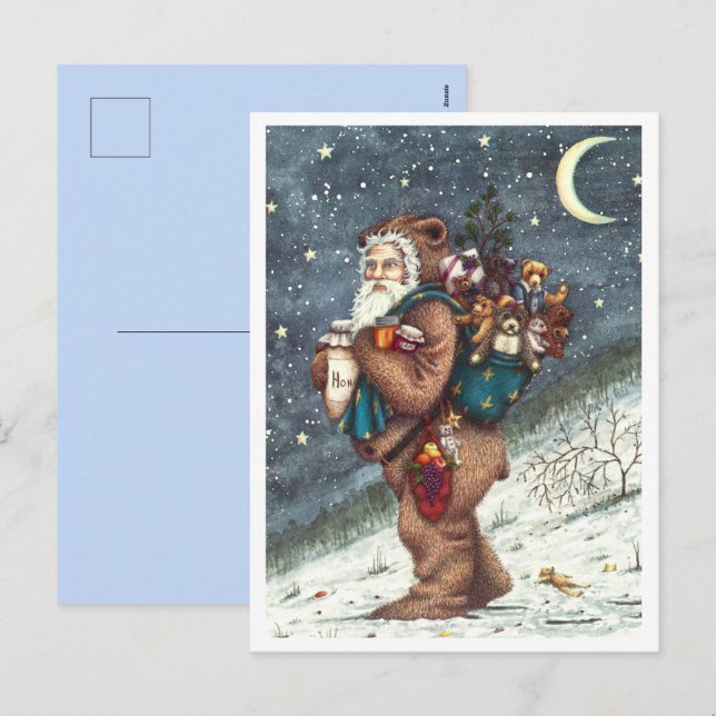 POSTAL FESTIVA ST. NICK EN TEDDY BEAR SUIT, NAVIDADES TEDDIES (Anverso / Reverso)