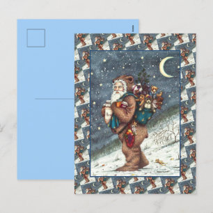 POSTAL FESTIVA ST. NICK EN TEDDY BEAR SUIT, NAVIDADES TEDDIES
