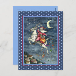 POSTAL FESTIVA ST. NICK, REINDEDOR BLANCO VOLANTE, NAVIDADES MAGI