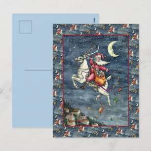 POSTAL FESTIVA ST. NICK, REINDEDOR BLANCO VOLANTE, NAVIDADES MAGI