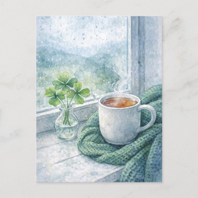 Postal Festiva St. Patrick’s Day Cozy Tea Postcard (Anverso)