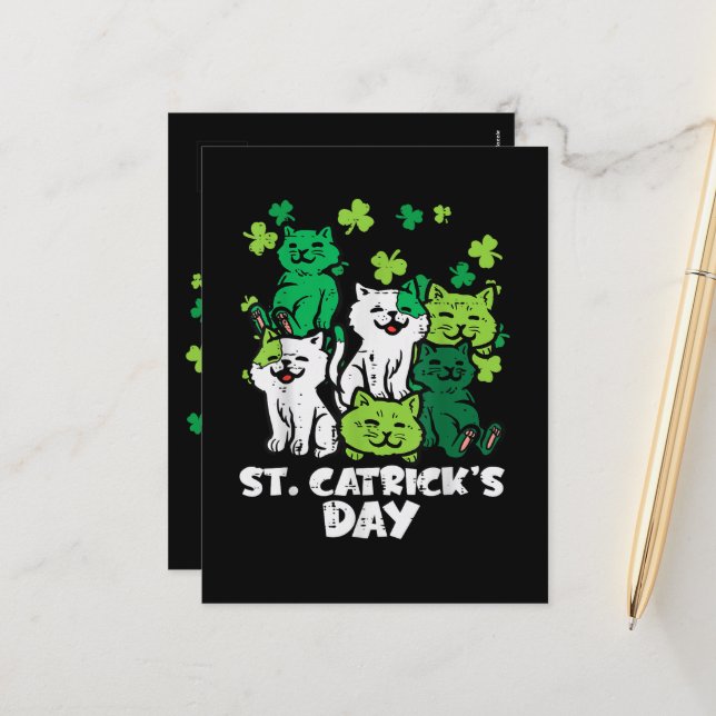 Postal Festiva St Patricks Catricks Day Cats Saint Pattys (Anverso/Reverso In Situ)