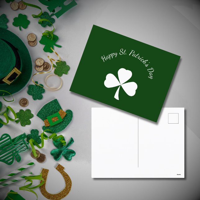 Postal Festiva St. Patrick's Day Cute Shamrock Green (Subido por el creador)