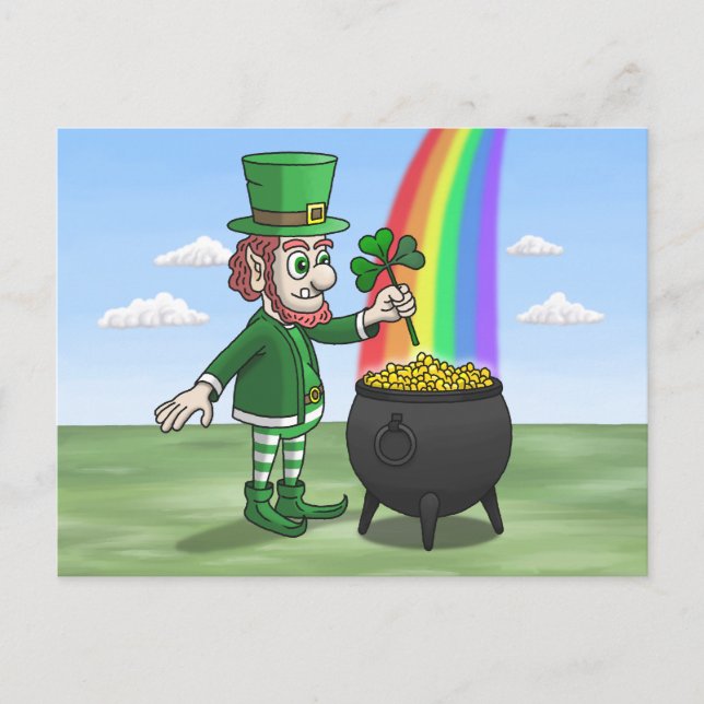 Postal Festiva St. Patricks Day Leprechaun (Anverso)