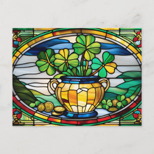 Postal Festiva St. Patrick's Day Sed Glass Pot con Clover
