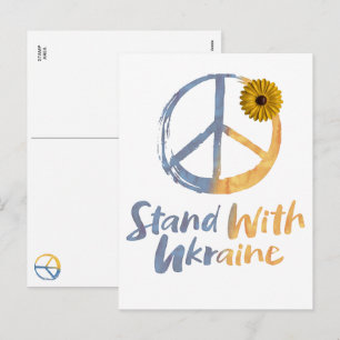 Postal Festiva Stand with Ukraine - Rótulo de símbolo de PAZ Gira