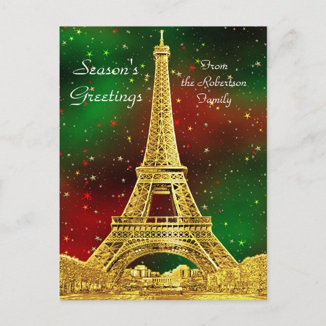 Postal Festiva Starry Navidades de la Línea de Esquina de París # (Anverso)