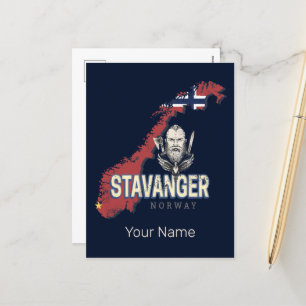 Postal Festiva Stavanger Noruega Mapa de la ciudad retro vacacion