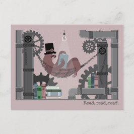 Postal Festiva Steampunk Sloth Reading Postcards