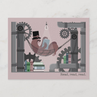 Postal Festiva Steampunk Sloth Reading Postcards
