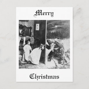 Postal Festiva Stereoview - Santa? alrededor de 1899