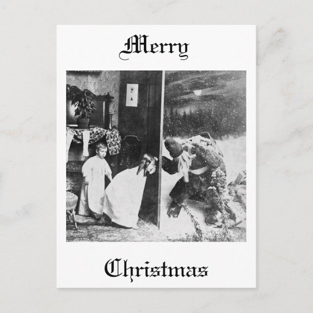 Postal Festiva Stereoview - Santa? alrededor de 1899 (Anverso)
