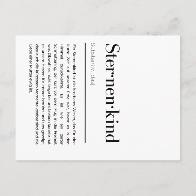 Postal Festiva Sternenkind Karte Duden - Trauer Karte Mama (Anverso)