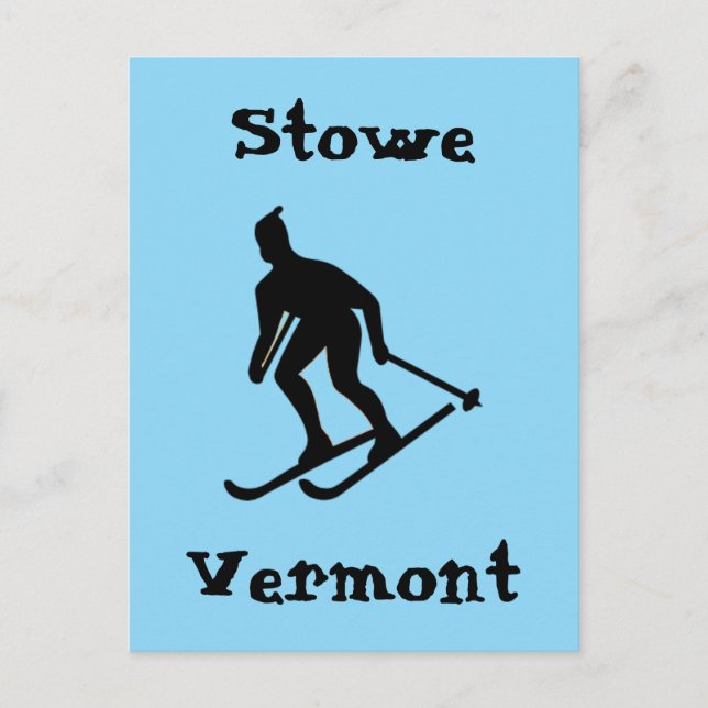 Postal Festiva Stowe, Vermont (el mejor esquí de la costa este) (Anverso)