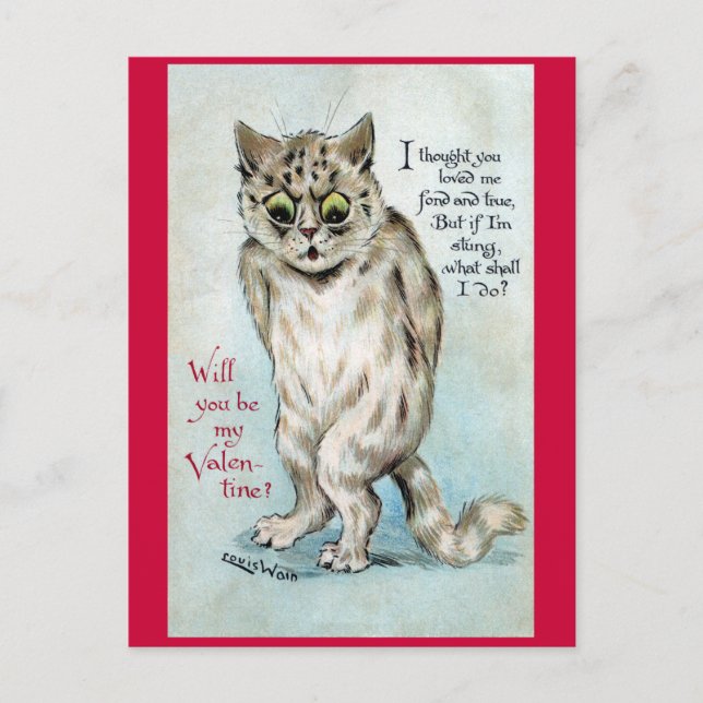 Postal Festiva Stung Cat Vintage Valentine (Anverso)