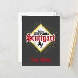 Postal Festiva Stuttgart City Alemania Retro Skyline Vintage