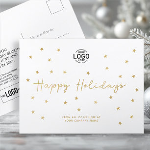 Postal Festiva Su logotipo "Minimalista Gold Stars Business Holid