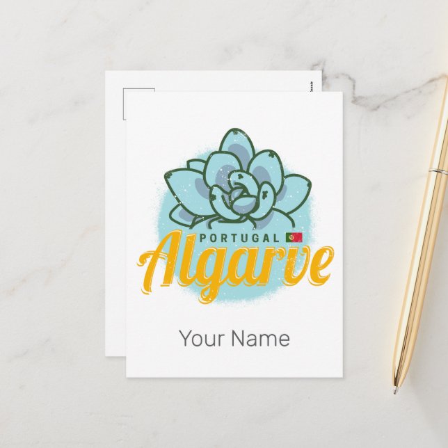 Postal Festiva Suculento souvenir de cosecha de flores de Algarve (Anverso/Reverso In Situ)