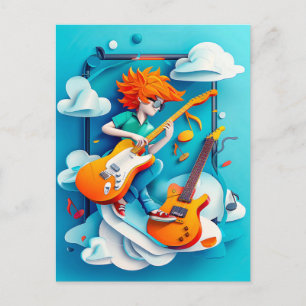 Postal Festiva Sueño de futura estrella de rock para niños