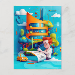 Postal Festiva Sueño de futuro arquitecto para niños