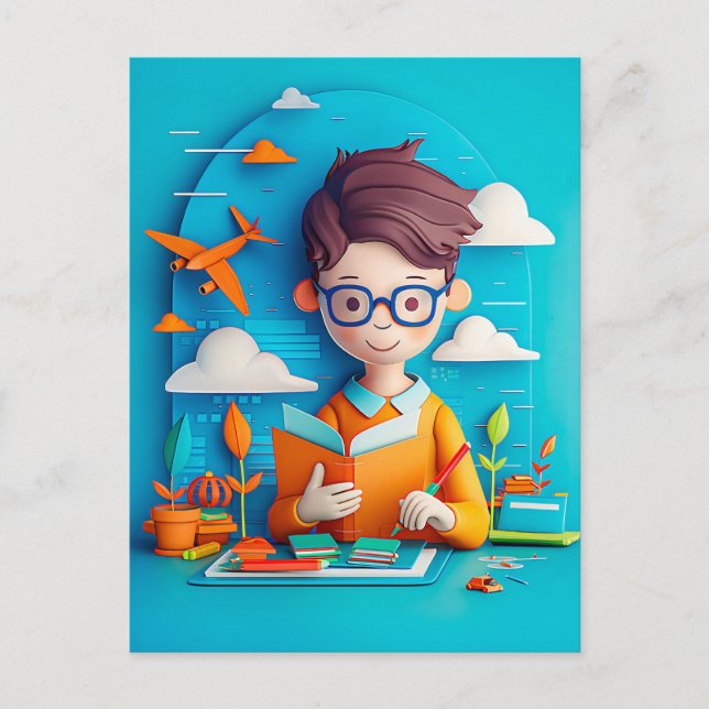 Postal Festiva Sueño de futuro autor de libros para niños (Anverso)