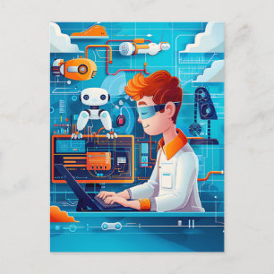 Postal Festiva Sueño de futuro de IA y robótica para niños