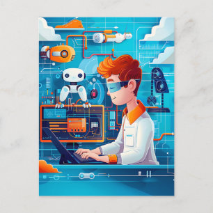 Postal Festiva Sueño futuro de IA y robótica para los niños