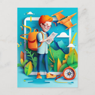 Postal Festiva Sueño futuro de influyentes de viajes para niños