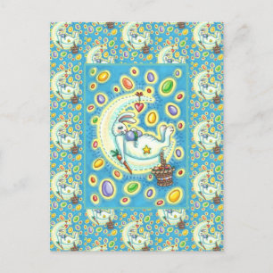 POSTAL FESTIVA SUEÑOS DE JELLY BEAN, BUNNY DE SLEEPY EASTER EN LA