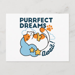 Postal Festiva Sueños Perfectos Esperan – Gato Dormido Soñador
