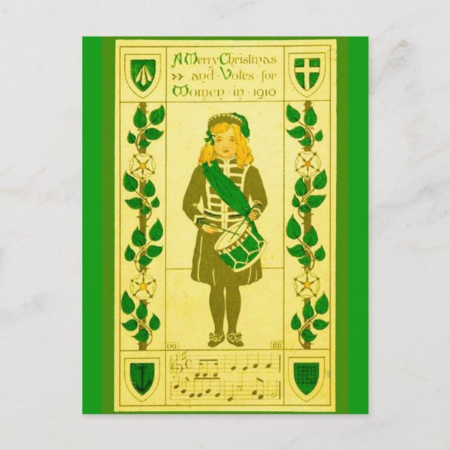 Postal Festiva Sufragio femenino: Navidades Irlanda 1910 (Anverso)