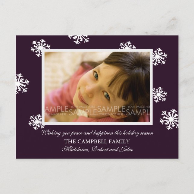 Postal Festiva Sugar Plum Snowflakes :: Christmas Photo Postcard (Anverso)
