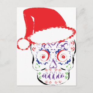 Postal Festiva Sugar Skull Santa